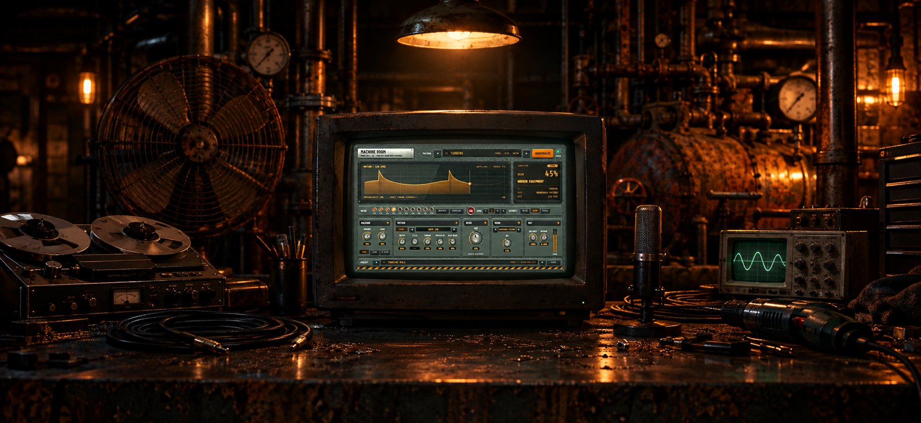 Machine Room on an old monitor in a boiler room